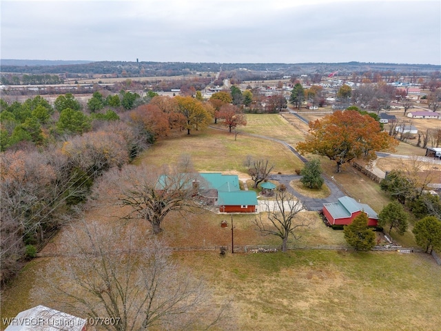 aerial view with a rural view