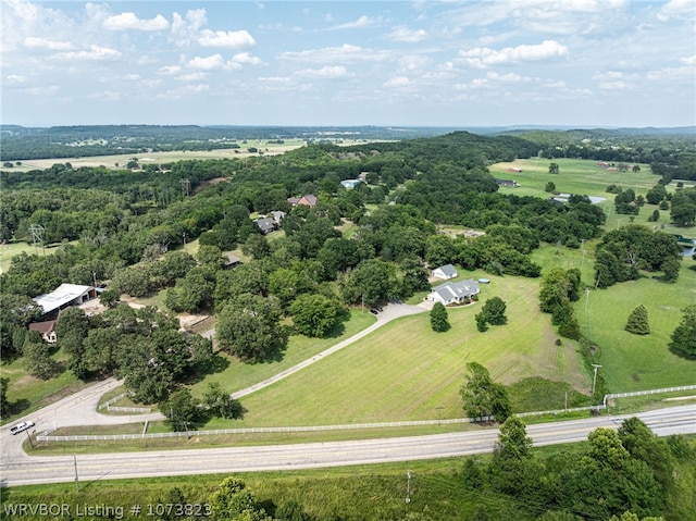 aerial view featuring a rural view