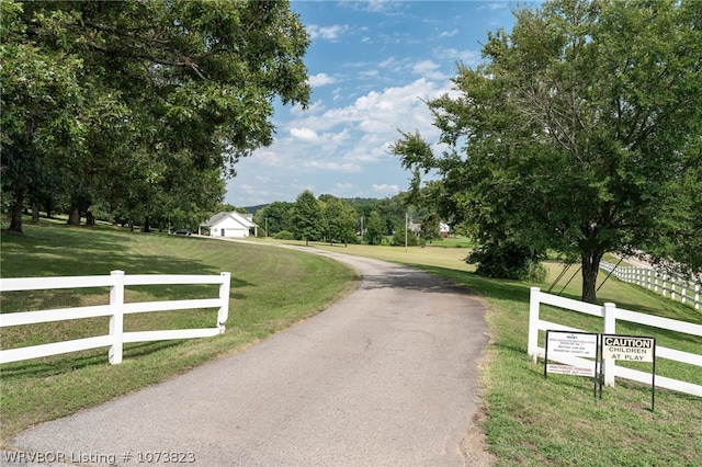 view of road featuring a rural view