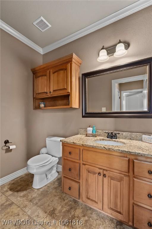 12905 Limestone Dr, Fort Smith, AR 72916 - half bathroom featuring crown molding and vanity
