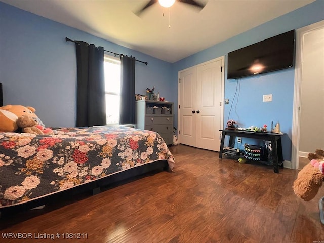 527 Polk Road 59, Mena, AR 71953 - bedroom featuring wood finished floors and ceiling fan