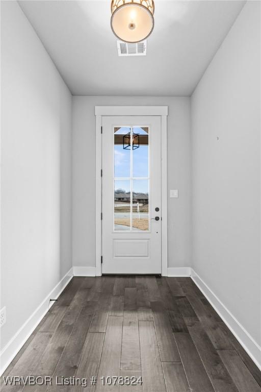 entryway featuring dark wood-type flooring