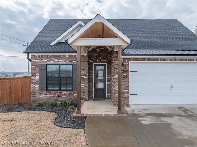 view of front of house with a garage