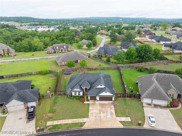 drone / aerial view with a residential view