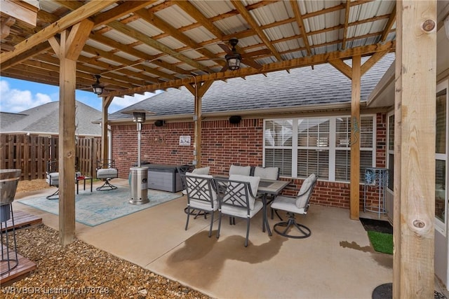 view of patio featuring ceiling fan