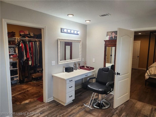 office space featuring dark hardwood / wood-style floors