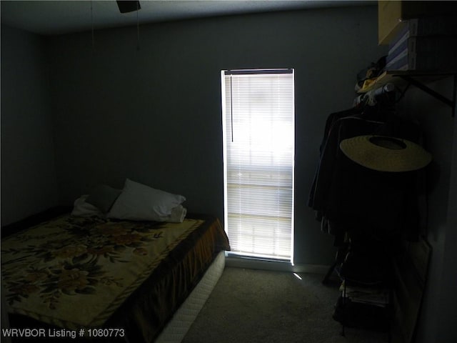 bedroom with carpet flooring and baseboards
