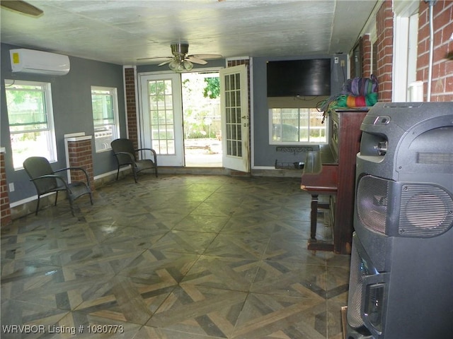 interior space with a wall mounted AC