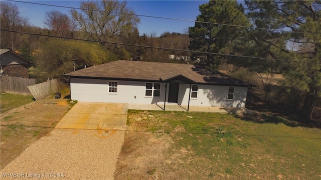 3122 Dora Rd, Van Buren, AR 72956 - ranch-style home with fence, concrete driveway, a front lawn, and a patio area