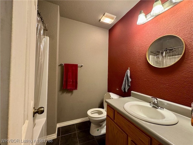11739 282nd Hwy, Mountainburg, AR 72946 - bathroom featuring tile patterned flooring, vanity, and a textured ceiling