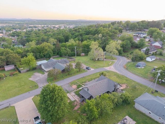 view of aerial view at dusk