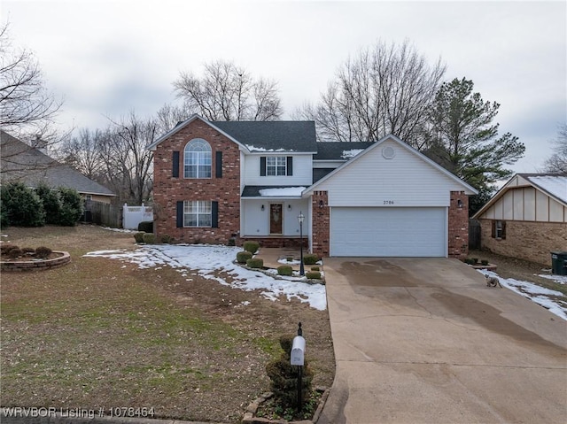 view of front property with a garage