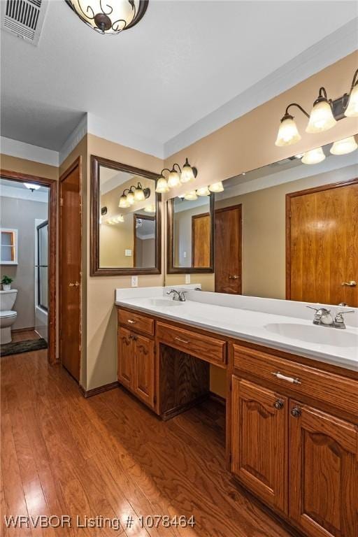 bathroom featuring wood-type flooring and vanity