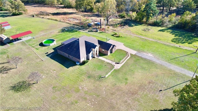 drone / aerial view with a rural view