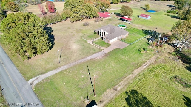 drone / aerial view with a rural view