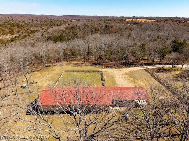 aerial view with a rural view