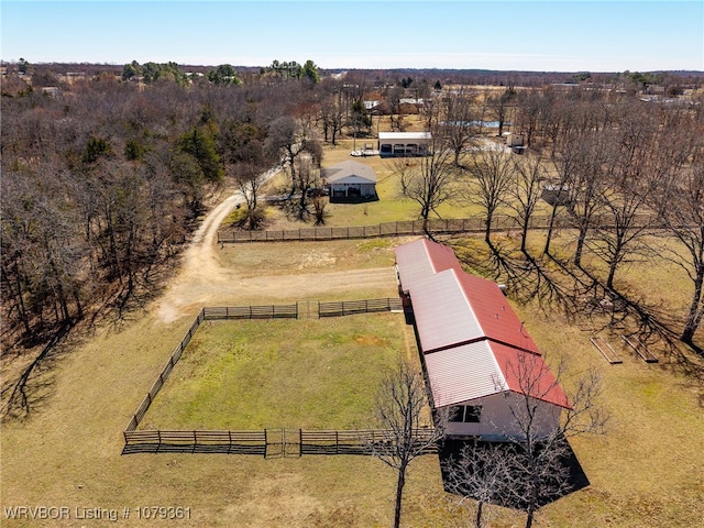 bird's eye view with a rural view