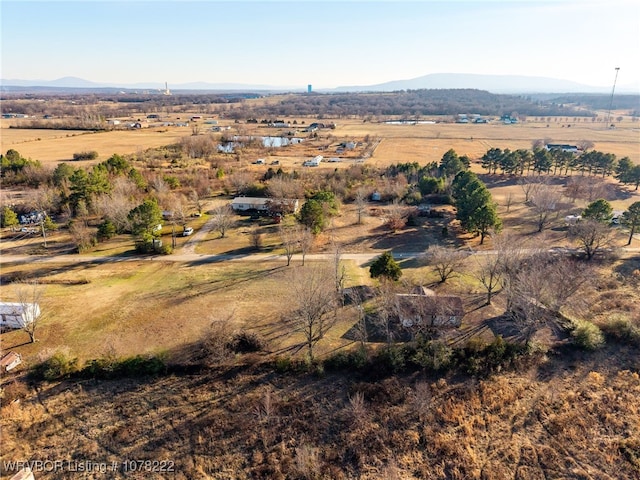 bird's eye view with a mountain view and a rural view