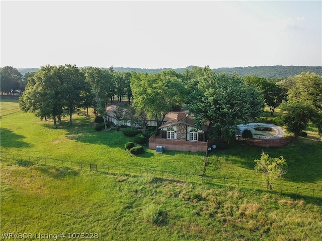 drone / aerial view with a rural view