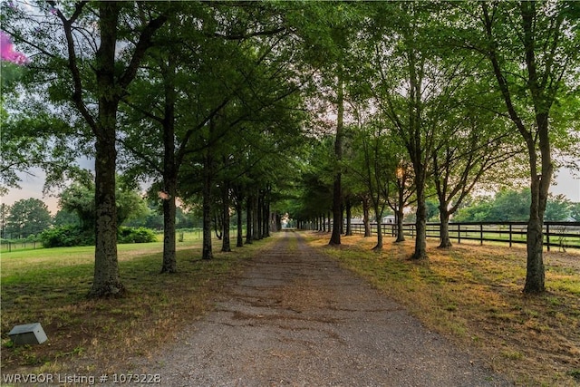 view of road featuring a rural view