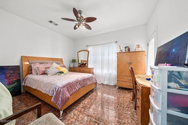 6408 Southfield Dr, Fort Smith, AR 72916 - bedroom featuring granite finish floor, visible vents, and a ceiling fan