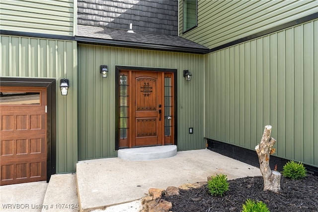 entrance to property with a garage