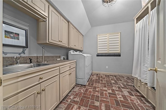 10408 Innsbruck Ct, Fort Smith, AR 72908 - laundry room with cabinets, sink, and washer and dryer