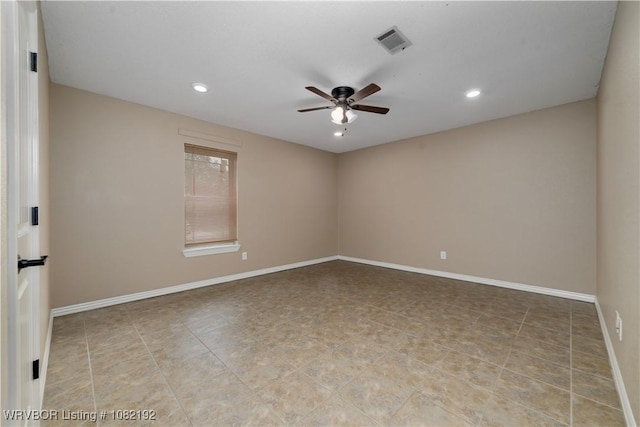 105 N Circle B, Roland, OK 74954 - unfurnished room with a ceiling fan, recessed lighting, and tile patterned flooring