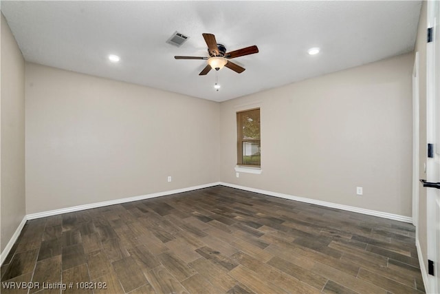 105 N Circle B, Roland, OK 74954 - unfurnished room featuring a ceiling fan, dark wood-style flooring, and recessed lighting