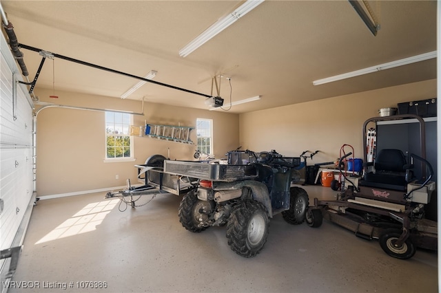 garage with a garage door opener