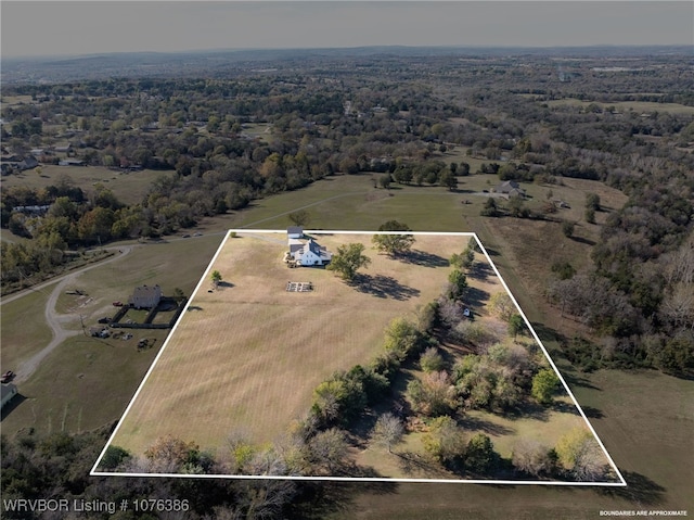 bird's eye view with a rural view