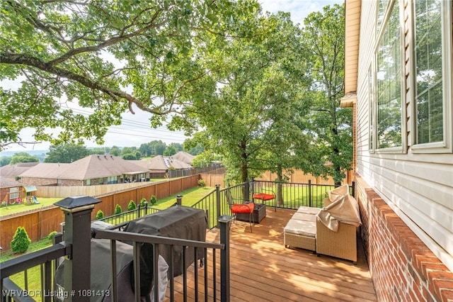 2110 Parkway Cir, Van Buren, AR 72956 - wooden deck with a fenced backyard