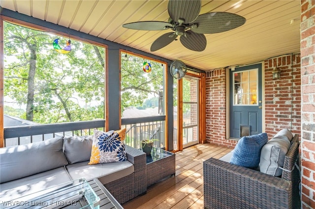 2110 Parkway Cir, Van Buren, AR 72956 - sunroom / solarium with plenty of natural light and a ceiling fan