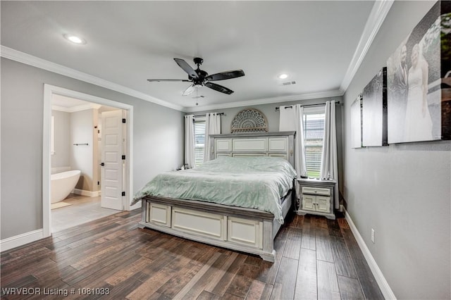 2803 Turtle Creek Dr, Lavaca, AR 72941 - bedroom featuring multiple windows, recessed lighting, dark wood-style floors, baseboards, and crown molding