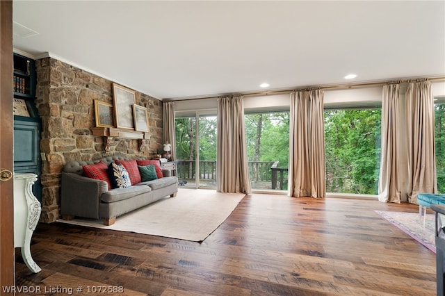 living room with hardwood / wood-style flooring