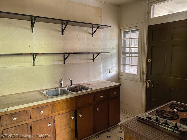 300 17th St, Fort Smith, AR 72901 - kitchen featuring open shelves, a sink, light countertops, and plenty of natural light