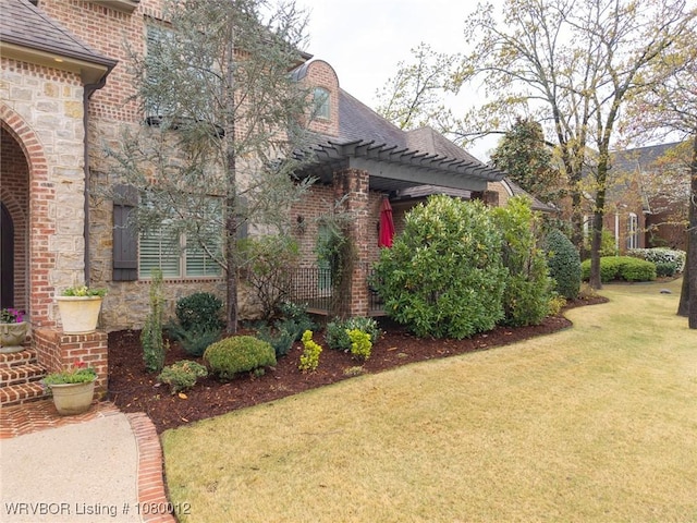 8200 Mile Tree Dr, Fort Smith, AR 72903 - view of side of property featuring roof with shingles, brick siding, and a lawn
