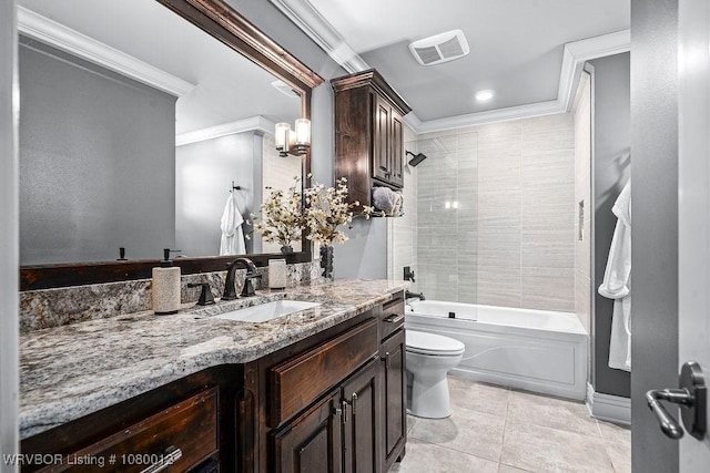 8200 Mile Tree Dr, Fort Smith, AR 72903 - full bathroom with vanity, ornamental molding, shower / tub combination, toilet, and visible vents