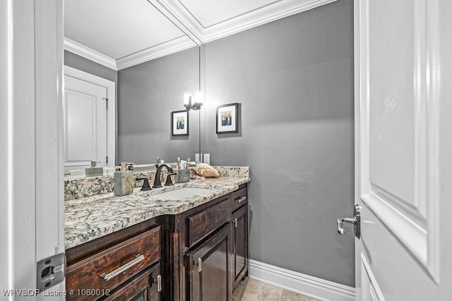 8200 Mile Tree Dr, Fort Smith, AR 72903 - bathroom featuring crown molding, baseboards, and vanity