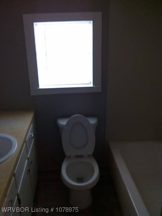 436 N Pine St, Waldron, AR 72958 - bathroom with vanity, toilet, and a bathing tub