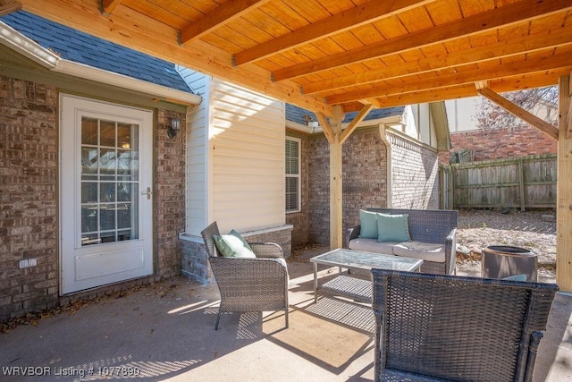 view of patio / terrace featuring an outdoor living space