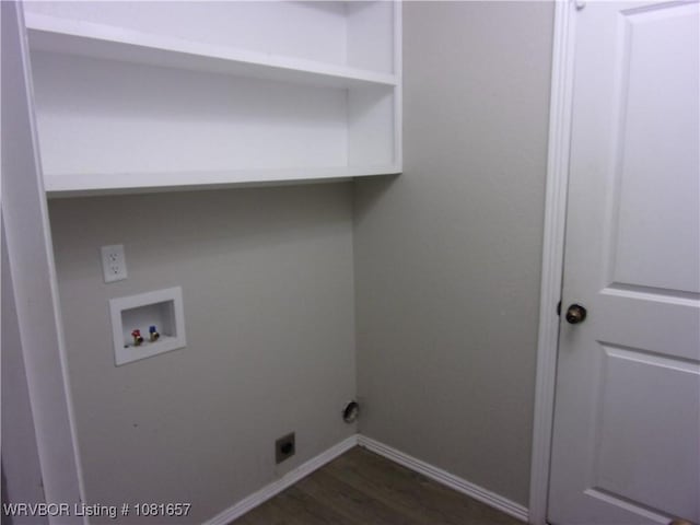 818 N 3rd St, Ozark, AR 72949 - washroom with electric dryer hookup, washer hookup, and dark wood-style floors