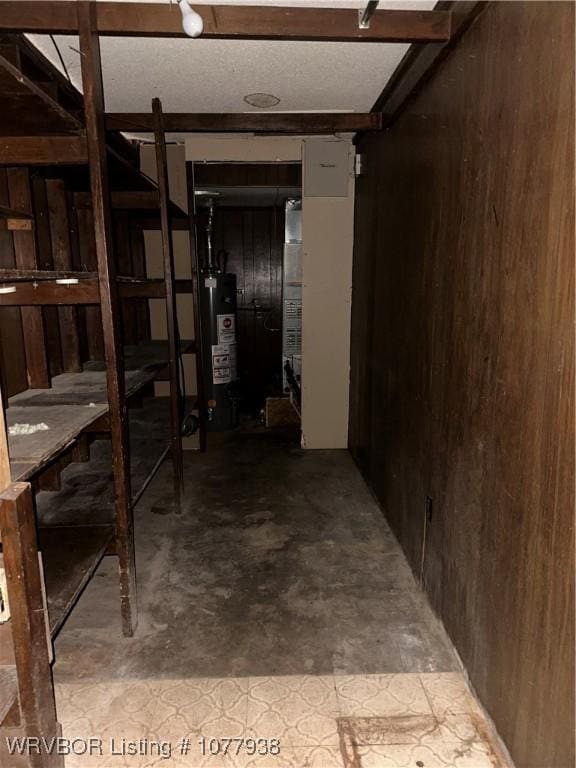 basement with water heater