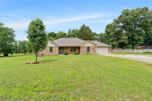 8601 Corona Ct, Uniontown, AR 72955 - ranch-style house with dirt driveway, a garage, and brick siding