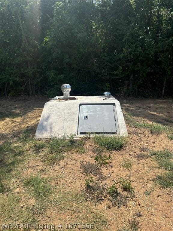 view of storm shelter