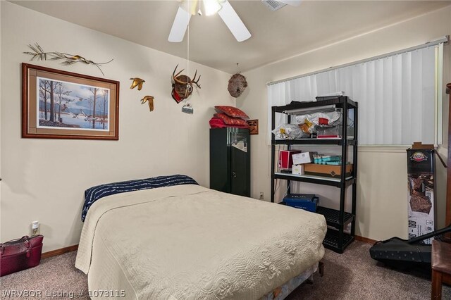 bedroom with carpet and ceiling fan