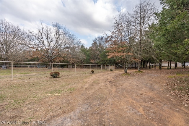 view of yard with a rural view