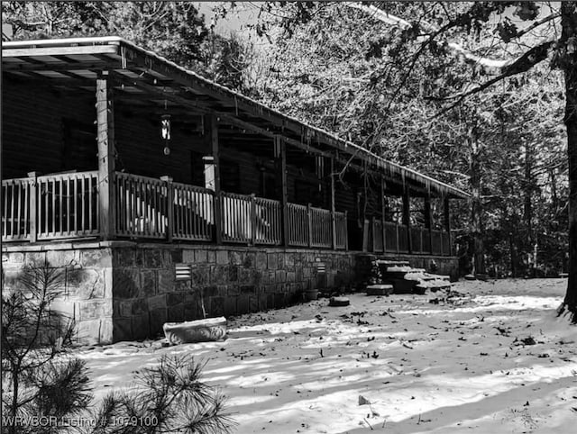 view of snow covered exterior