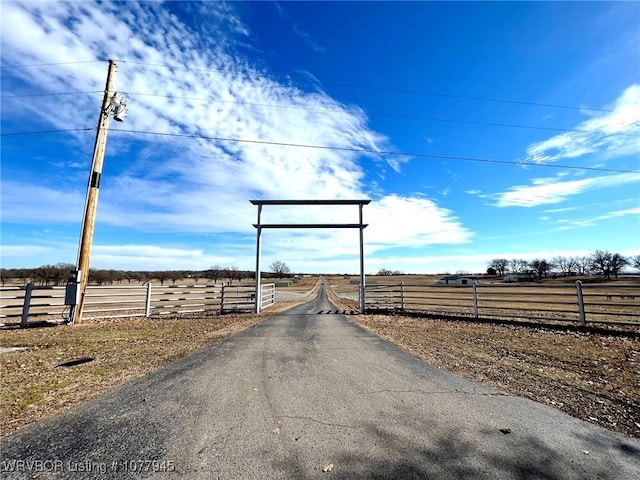 view of road with a rural view