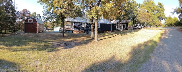 view of yard with a storage unit